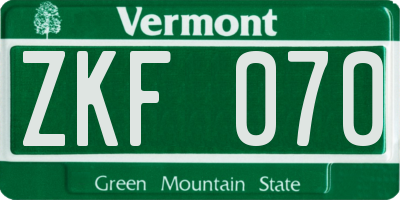 VT license plate ZKF070