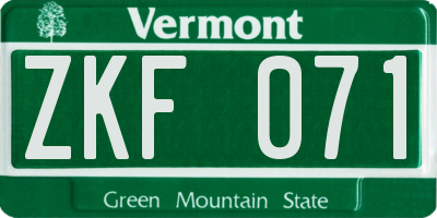 VT license plate ZKF071