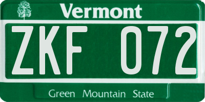 VT license plate ZKF072