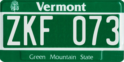 VT license plate ZKF073