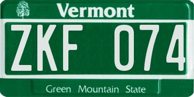 VT license plate ZKF074