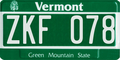 VT license plate ZKF078