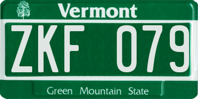 VT license plate ZKF079