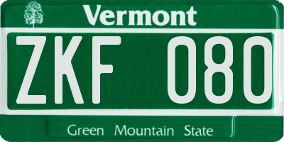 VT license plate ZKF080