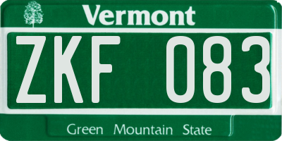 VT license plate ZKF083