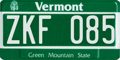 VT license plate ZKF085