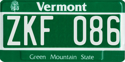 VT license plate ZKF086