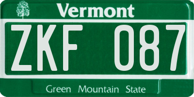 VT license plate ZKF087