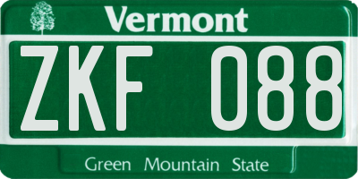 VT license plate ZKF088