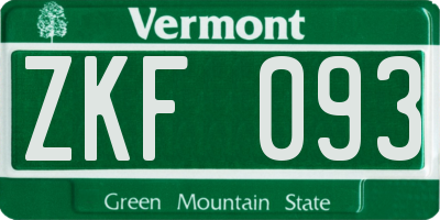VT license plate ZKF093
