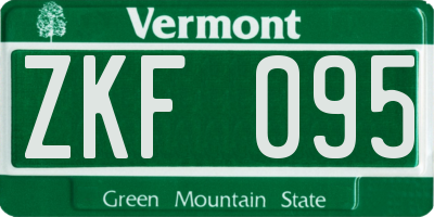 VT license plate ZKF095