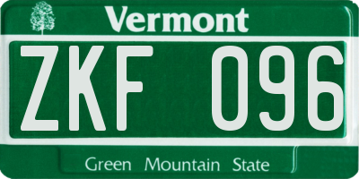 VT license plate ZKF096