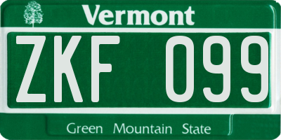VT license plate ZKF099