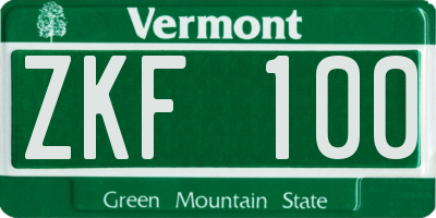 VT license plate ZKF100