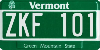 VT license plate ZKF101