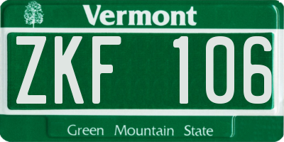 VT license plate ZKF106