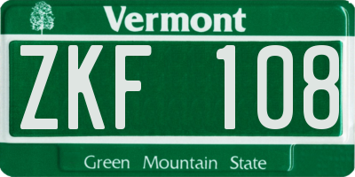 VT license plate ZKF108