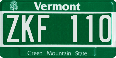VT license plate ZKF110