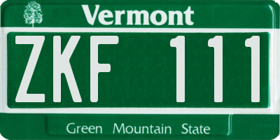 VT license plate ZKF111