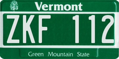 VT license plate ZKF112