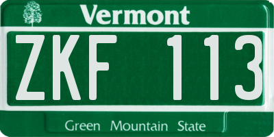 VT license plate ZKF113