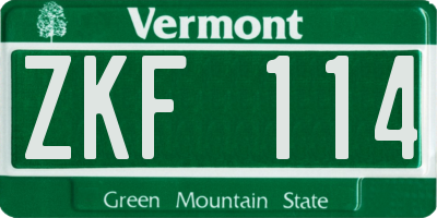 VT license plate ZKF114