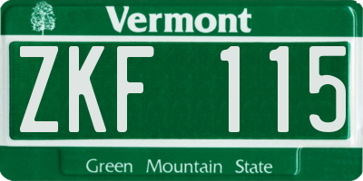 VT license plate ZKF115