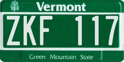 VT license plate ZKF117