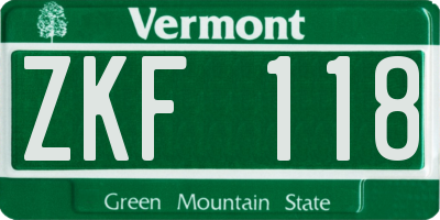 VT license plate ZKF118