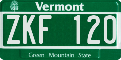 VT license plate ZKF120