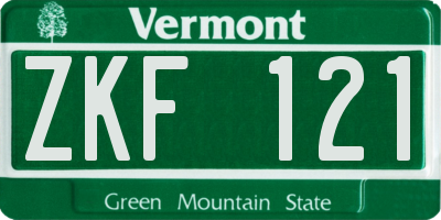 VT license plate ZKF121