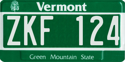VT license plate ZKF124