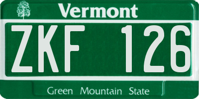 VT license plate ZKF126
