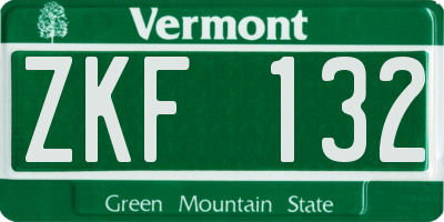 VT license plate ZKF132