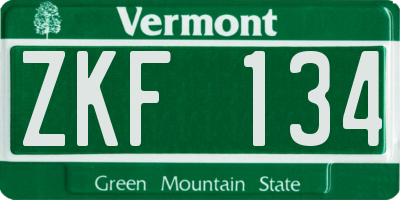 VT license plate ZKF134