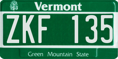 VT license plate ZKF135