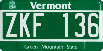 VT license plate ZKF136