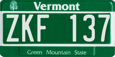 VT license plate ZKF137