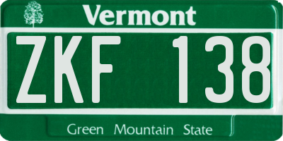 VT license plate ZKF138