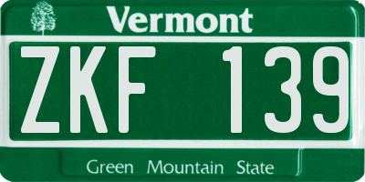 VT license plate ZKF139