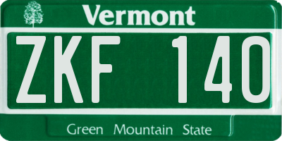 VT license plate ZKF140