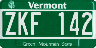 VT license plate ZKF142