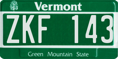 VT license plate ZKF143