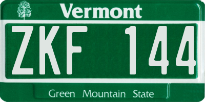 VT license plate ZKF144