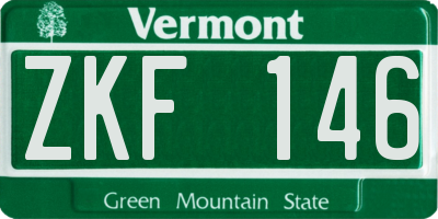 VT license plate ZKF146
