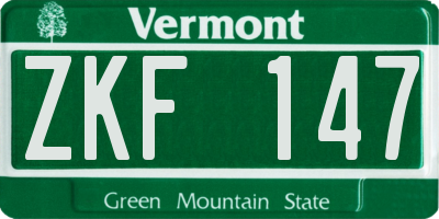 VT license plate ZKF147