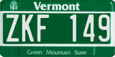 VT license plate ZKF149