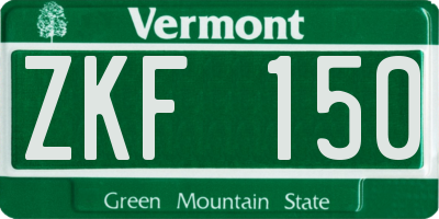 VT license plate ZKF150