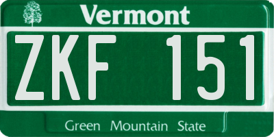 VT license plate ZKF151
