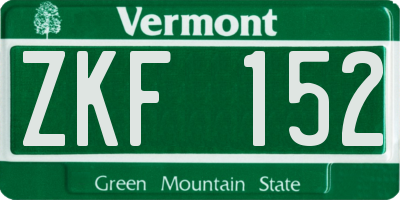 VT license plate ZKF152